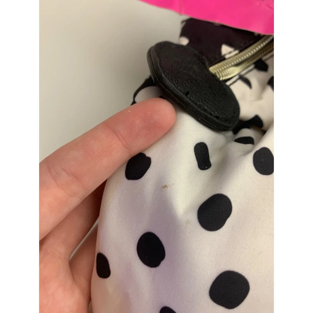 Betsey Johnson Black and White Polka Dot Nylon Tote and Matching Zippered Bag